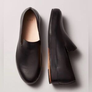 FEIT HAND SEWN SLIP ON LEATHER VEGETABLE TANNED BLACK 42 / 9 LOAFERS MOCCASINS